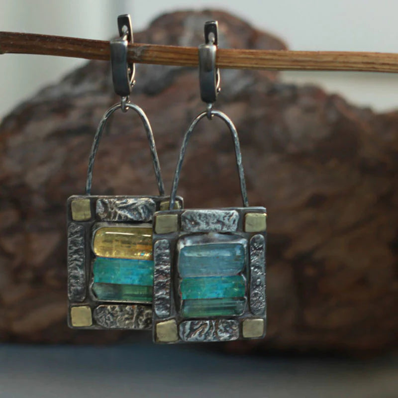 Blue & Green Crystal Earings