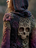 Vintage Skull Floral Celtic Gradient Cozy Knit Hooded Sweater artswardrobe