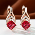 Red Crystal Gold Earrings