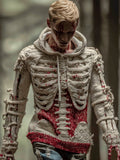 Men's Halloween Three-dimensional Skeleton Blood Stains Thick Needle Hooded Sweater artswardrobe