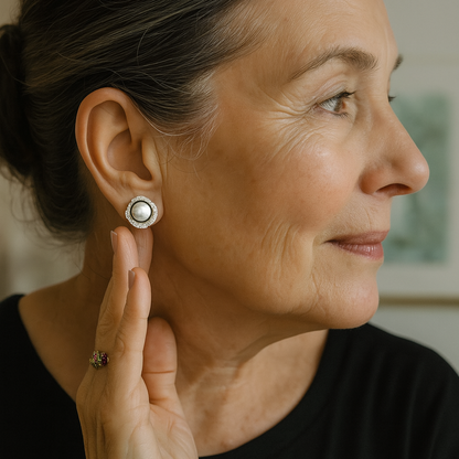 Shiny Spiral Earrings With Pearls