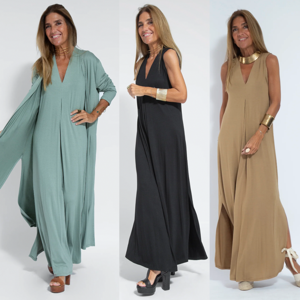 Schwarzes Kleid + Weste in Weiß