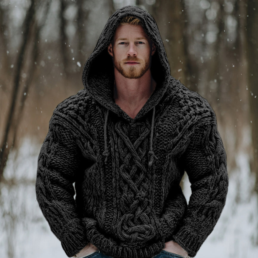 Vintage Fairman Island Jacquard Thick Warm Hooded Sweater artswardrobe