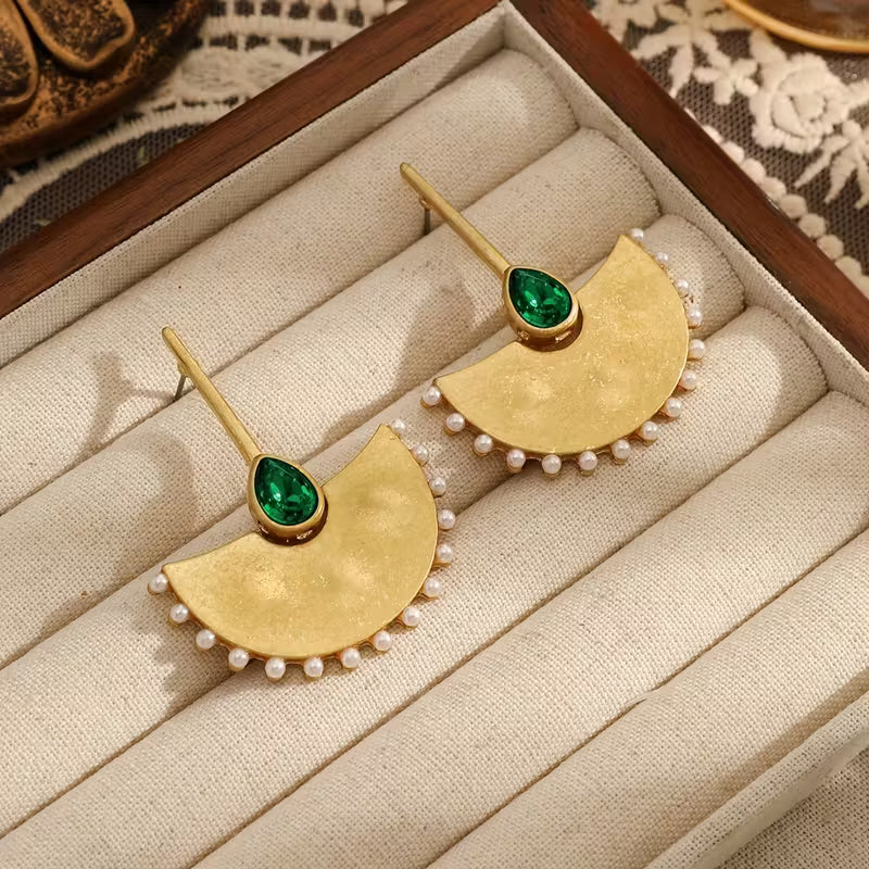 Fan-shaped Dangle Earrings