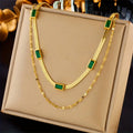 Sorella Gem Double-layer Gold Necklace